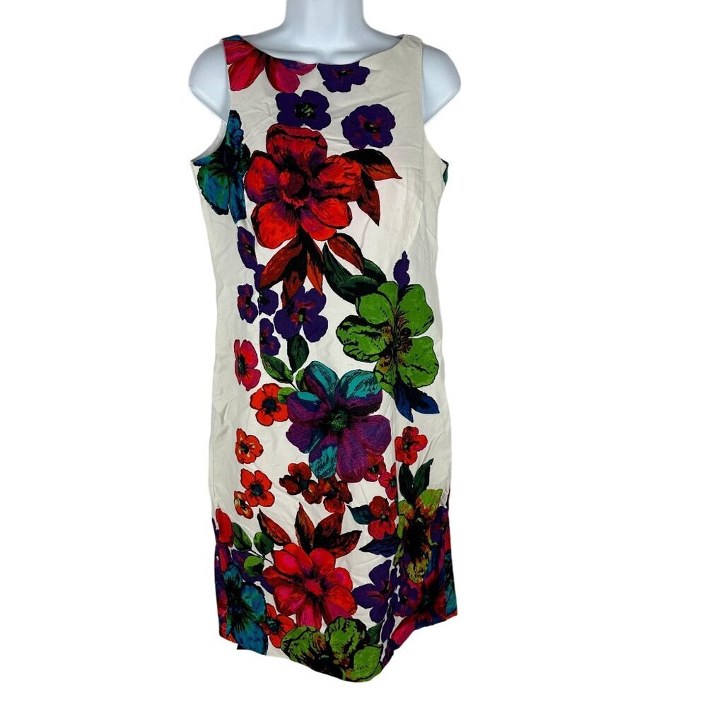 Jones New York Floral Sleeveless Dress Size 4 Cotton/Spandex Blend